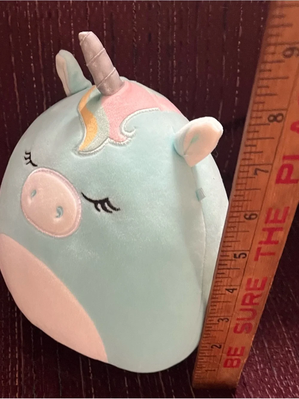 Original Squishmallows Pastel Blue Mint Unicorn Plush 8” EUC Sleeping Eyes